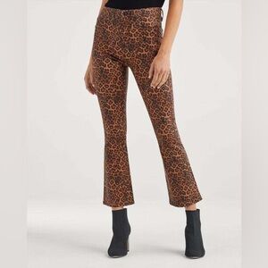 7 For All Mankind Kick Flare Leopard Jeans, Size 28